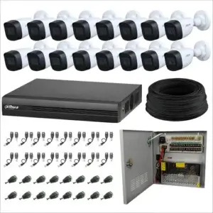 Kit Dahua 16 Canales 5Mp, 16 Cámaras Bullet HD c/Micrófono Integrado, 2Tb. Cajas