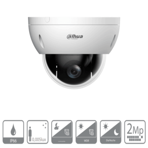 DAHUA Cámara PTZ Mini Domo Antivandálica 2 MP, analógica, 4X de Zoom Óptico.
